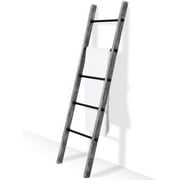 MyGift 5-ft Solid Wood Wall Leaning Blanket Ladder Bathroom Towel Ladder Rack