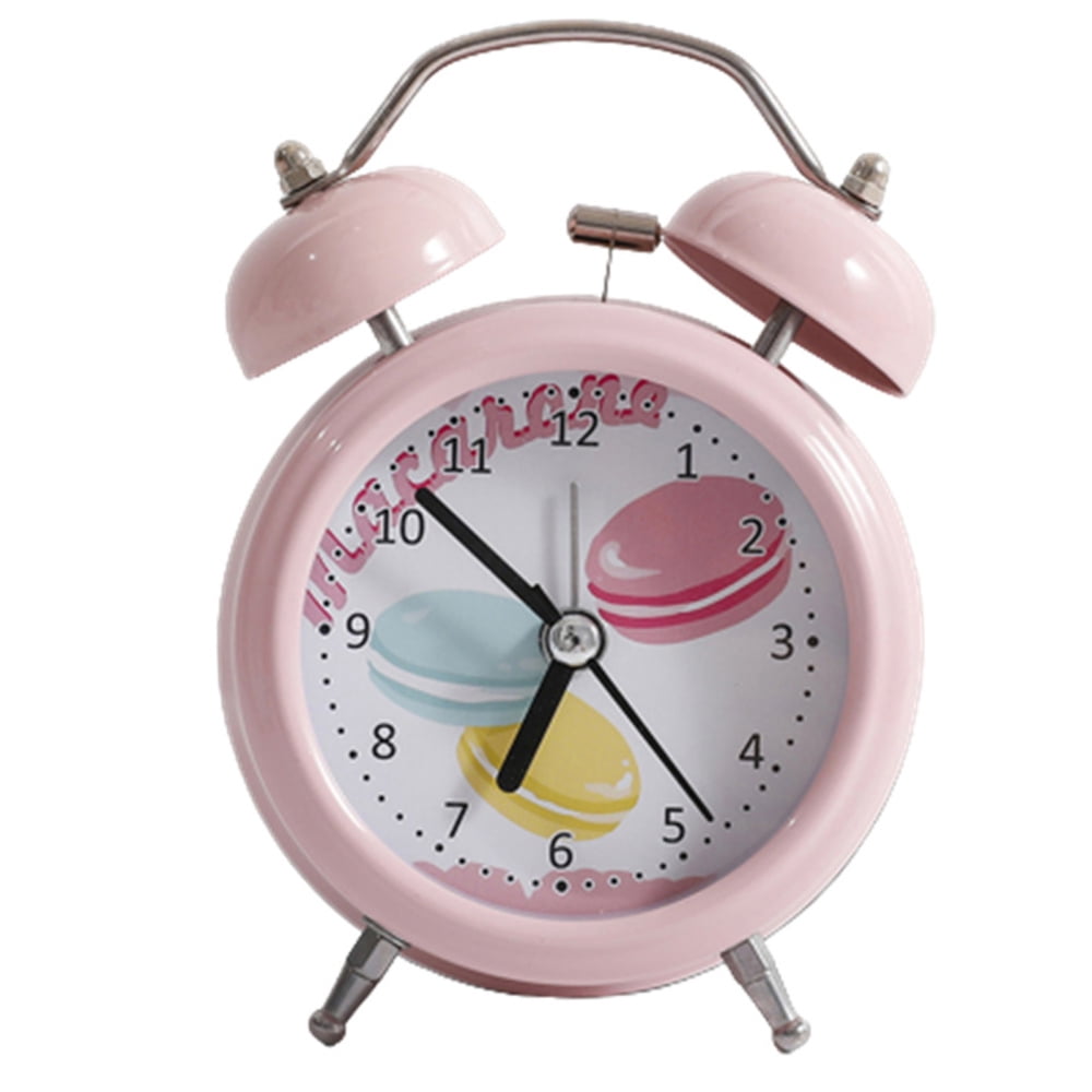 Cartoon Mini Metal Alarm Clock Creative Desktop Digital Clock for Home Pink  Food Series 
