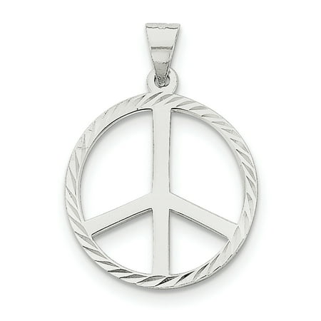 Peace Symbol Charm - Sterling Silver Diamond-Cut Peace Symbol Pendant