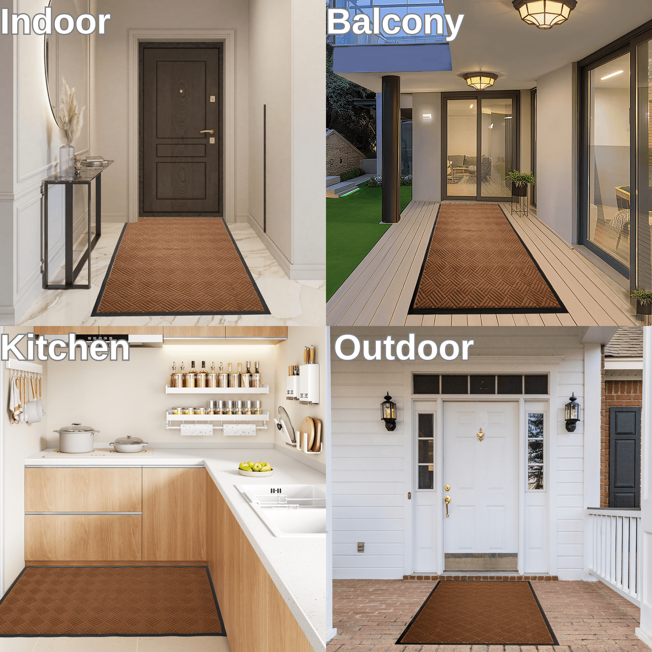 OVYEOFR 3' x 5' Entrance Mat, Large Outdoor Rubber Mat for Front Door, Entryway, Brown