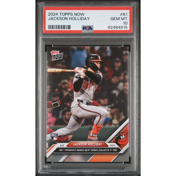 Graded 2024 Topps Now Jackson Holliday #61 Rookie RC Baseball Card PSA 10 Gem Mint