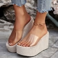 thumbnail image 2 of Dakaela Womens Slip on Platform Wedge Sandals Open Toe High Heel Clear Band Slides Summer Dress Shoes 3.54 Inches Heels Size 6.5, 2 of 9