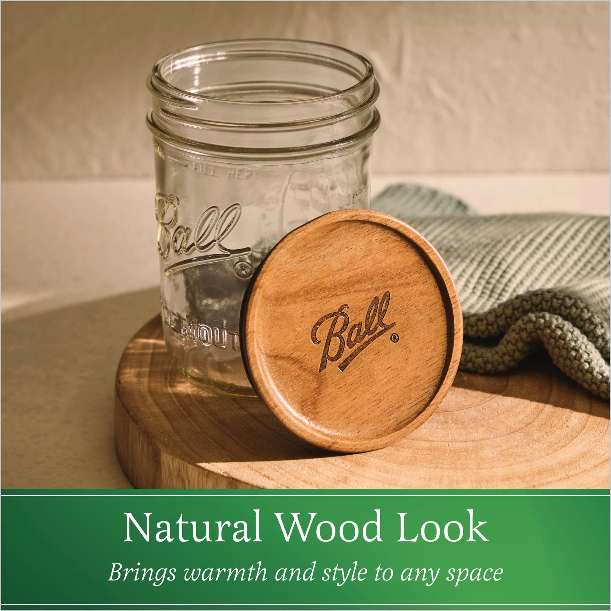 (6 pack) Ball Wooden Storage Lids, Wide Mouth, Ball Jar Lids, 3-Pack