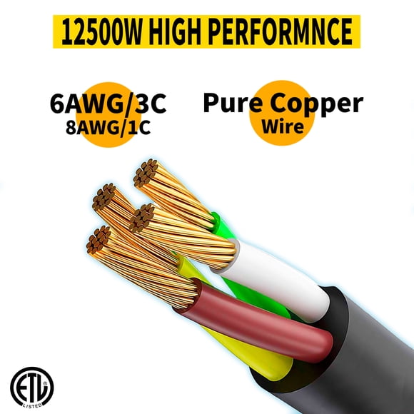 Cable de alimentación de cable de extensión para vehículos recreativos de 36 pies y 50 amperios de servicio pesado con conector moldeado y manijas 125 / 250V