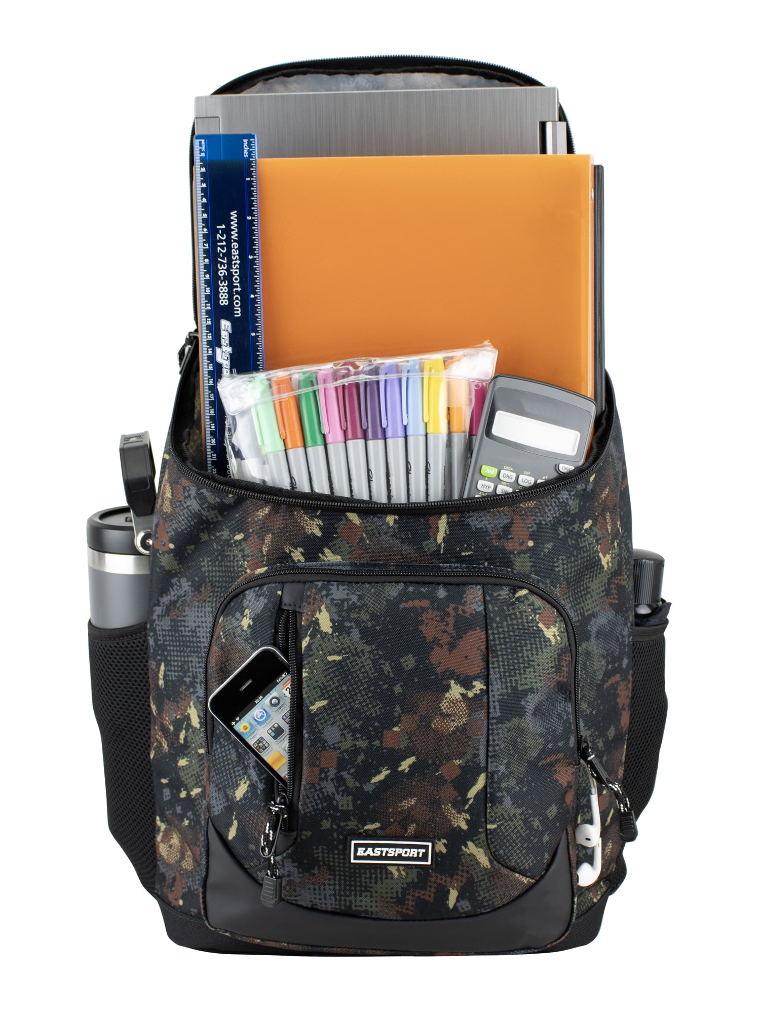 Eastsport Unisex 17.5" Fortress Top Loader Backpack, Camo Edge