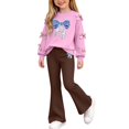 thumbnail image 3 of Iyufng Fall 2 Piece Sets for Girls, Bow Decor Top with Slightly Flared Pant Set, Girls Printed Tracksuits, Ages 5–15 Multiple Colors, 3 of 7