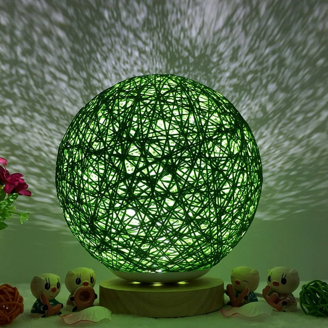 USB Charging LED Rattan Bedside Table Lamp - Modern 3D Decorative Night Light for Desk, Living Room & Bedroom
