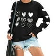 thumbnail image 4 of Fnooota Women Valentine's Day Sweatshirts, Pullover Casual Graphic Crew Neck Long Sleeve Tops Black Size XS, 4 of 7