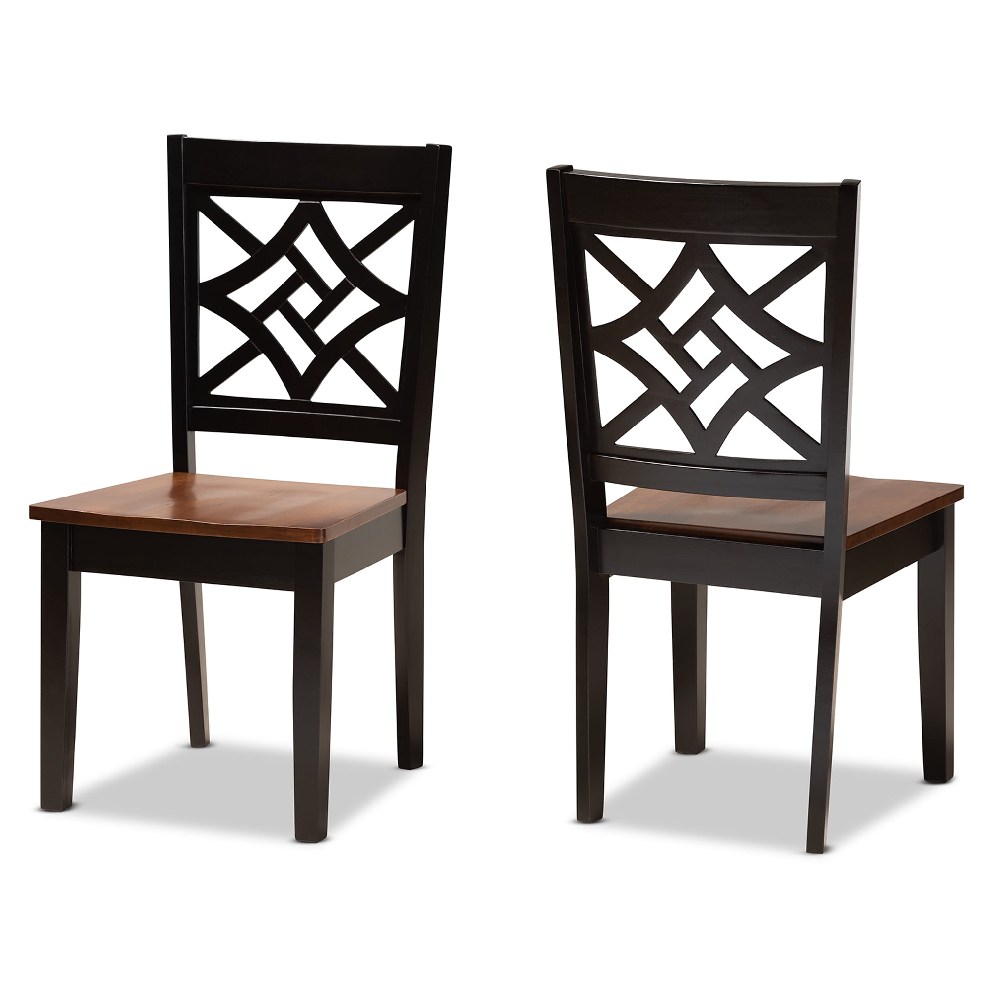 Baxton Studio Nicolette Dining Chair, Set of 2, Dark Brown