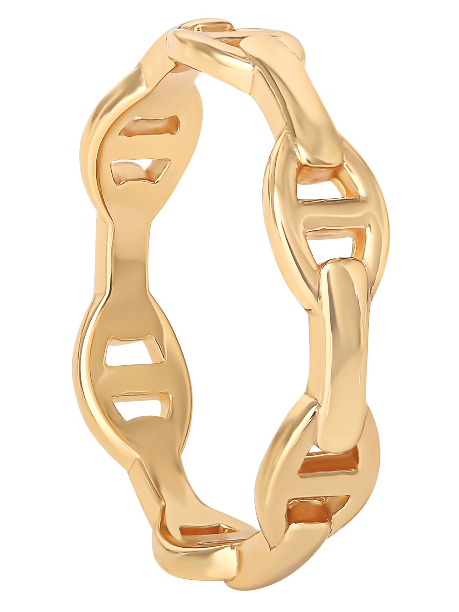 Jessica Simpson Women’s Gold 14kt Gold Plated Sterling Silver, Anchor Chain Ring, Size 7