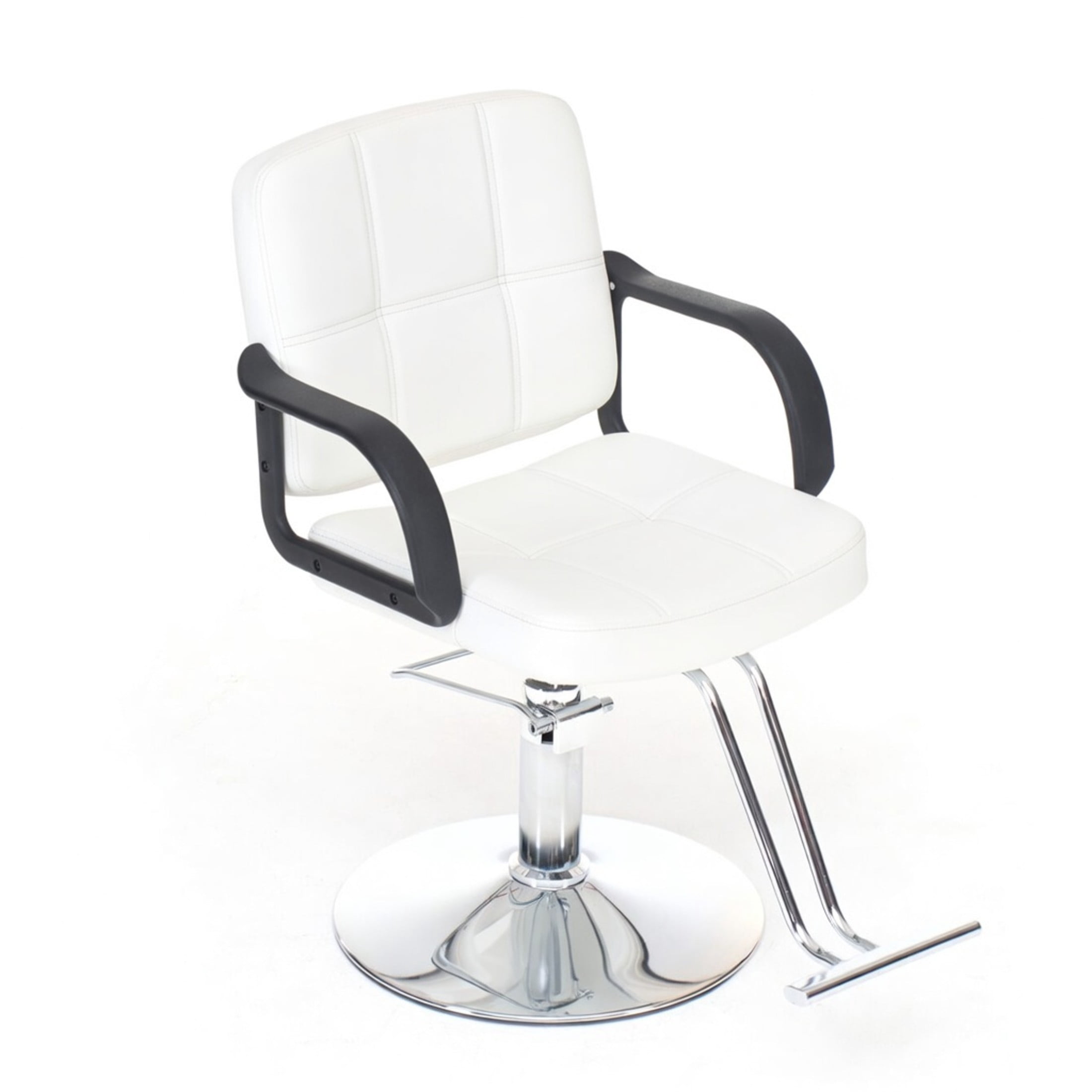 Noble House 360° Swivel Barber Chair, Hydraulic Height Adjustable, PU Upholstery, White + Chrome