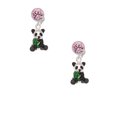thumbnail image 2 of Delight Jewelry Silvertone Enamel Sitting Panda Pink Crystal Clip on Earrings, 2 of 5