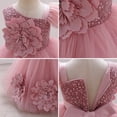 thumbnail image 3 of IDOPIP Toddler Flower Girl Dress Wedding Pageant Sparkle Sequin 3D Flowers Dress Asymmetric Shoulder Birthday Formal Tutu Dresses Party Gown 18-24 Months Dusty Pink, 3 of 9