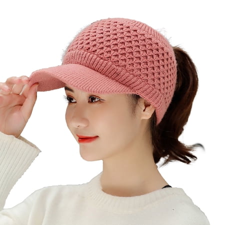 Sun Visors Hats for Men Women Winter Warm Knitted Wool Beanie With Visor Stretchy Sports Cap Fashion Beach Golf Hat