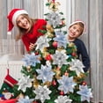 thumbnail image 4 of 20 piezas 14,5 cm Flores navideñas artificiales con purpurina Decoración para árbol de Navidad Adornos de feliz año nuevo Navidad, A, 4 of 5