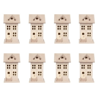 7.5" Wooden Townhouse Birdhouse by Make Market - Unfinished Birdhouse Made of 100% Wood - Outdoor Nesting Boxes - Bulk 8 Pack