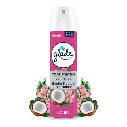 Glade Odor Fighting Soft Mist Air Freshener Room Spray, Exotic Tropical Blossoms, 8.0oz, 4 pk