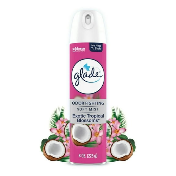 Glade Odor Fighting Soft Mist Air Freshener Room Spray, Exotic Tropical Blossoms, 8.0oz, 4 pk