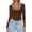 27# Coffee, variant on Deep Scoop Neck for Women's Long Sleeve Tops Slim Fit Solid Basic Tees Casual T-Shirt Red S
