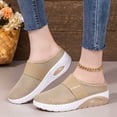 thumbnail image 5 of Domzle Mules for Women 2026 Shoes Slip on Sneakers Knit Flats Lightweight Breathable Comfortable Walking Shoes Khaki 40, 5 of 8