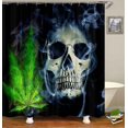 thumbnail image 3 of 4PCS Skull Shower Curtain Sets with Rugs, Waterproof Fabric Black Shower Curtain, Gothic Goth Skeleton Spooky Bohemian Floral Rose Flower Ferns Plant Leaves Moon Star Mushroom Bathroom Decor, 3 of 7