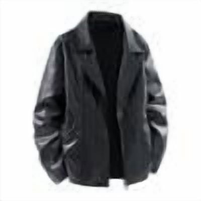 OHMZYZO Men's Faux Leather Jacket Full Zipper Lapel Neck Jacket Fall Winter Casual Motorcycle Biker Coat