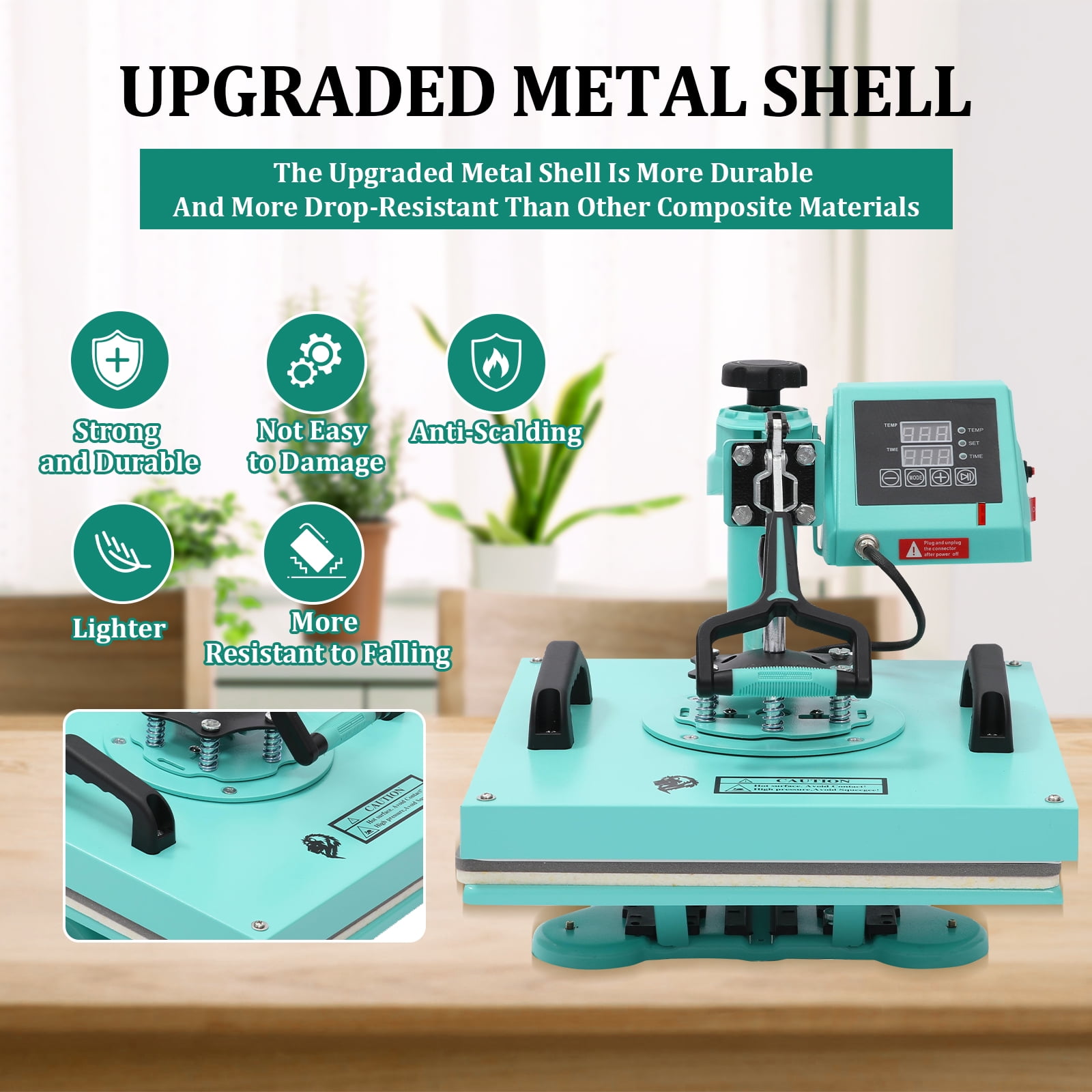 5-in-1 Heat Press Machine, Multifunction Heat Transfer Press for T-Shirts, Hats, Mugs, Plates