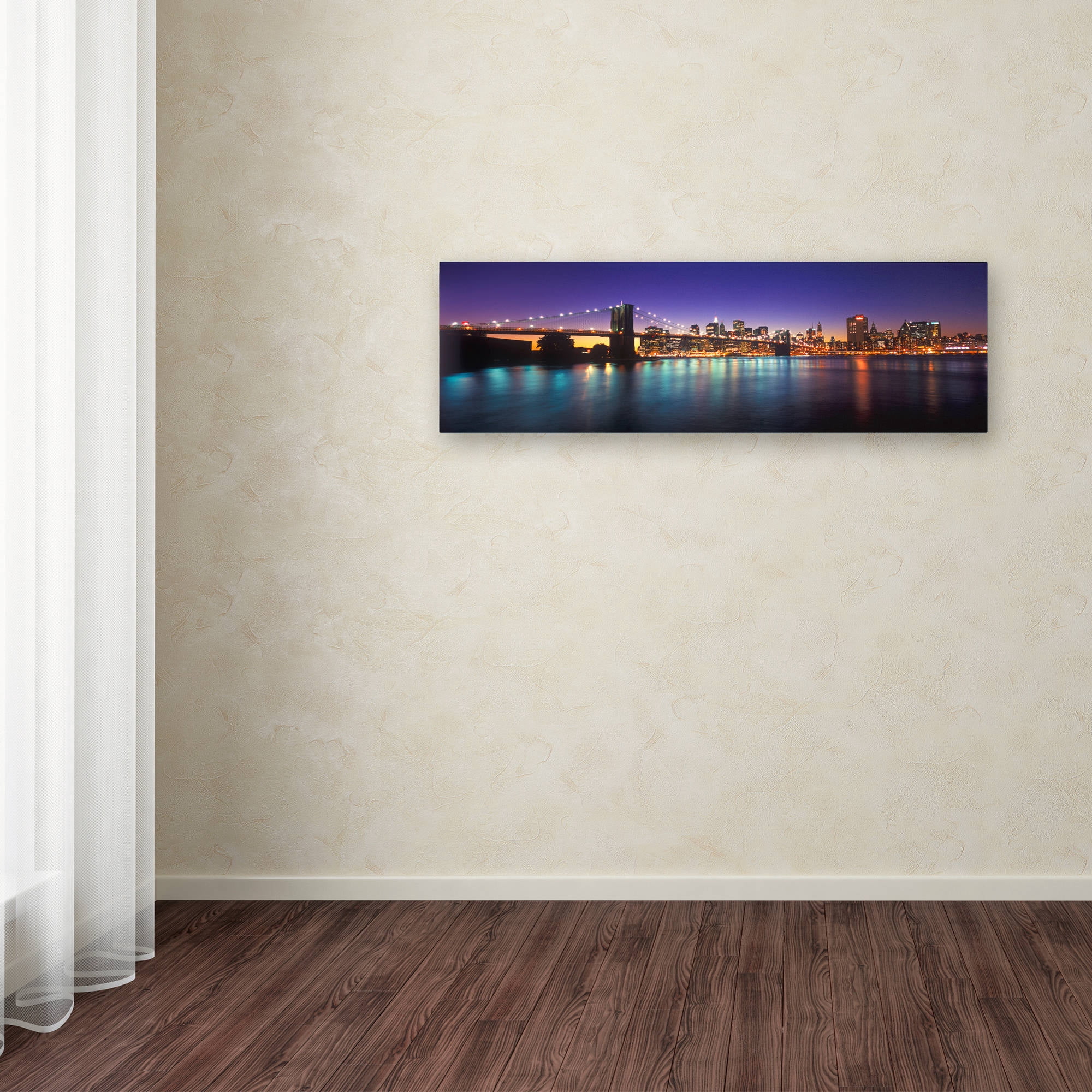 Trademark Fine Art "Brooklyn Bridge Lights" Canvas Art by John Xiong