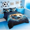 thumbnail image 3 of Manfei Soccer Ball Gamer 7 Pieces Bedding Comforter Set,Kids Blue Football Full Bedding Set For Boys Girls Teens Sports Themed Reversible, 3 of 8