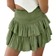 thumbnail image 2 of Minifaldas de cintura alta con capas, faldas plisadas para mujer, faldas cortas de cintura alta, minifaldas con volantes en capas, integración sin costuras, 2 of 6