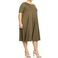 thumbnail image 5 of MOA COLLECTION Women's Plus Oversize Solid Casual Loose Fit Short Sleeve Jersey Knit A-Line Midi Dress, 5 of 5