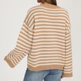 thumbnail image 2 of JUUNthy Sweater for Womens, Round Neck Long Sleeve Striped Pullover Loose Casual Knitted Tops Khaki XL, 2 of 12