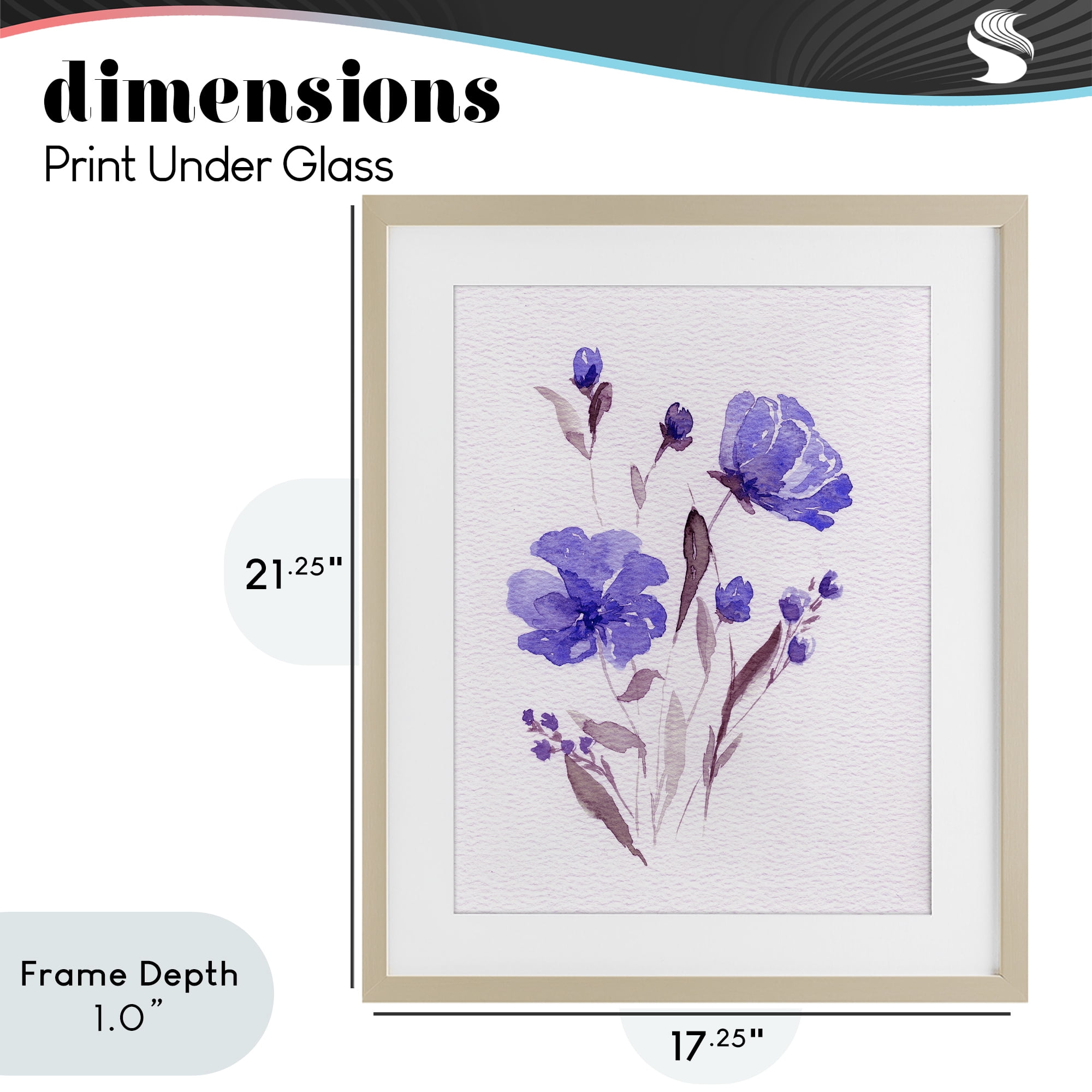 Stupell Industries Watercolor Purple Flowers Birch Framed Print Under Glass, design by Leah Noel Art