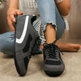 thumbnail image 5 of Flat Sneakers for Women Retro Casual Lace Up Tennis Shoes Lightweight Non Slip Trainers Comfortable Skate Shoes Black Size 8, 5 of 8