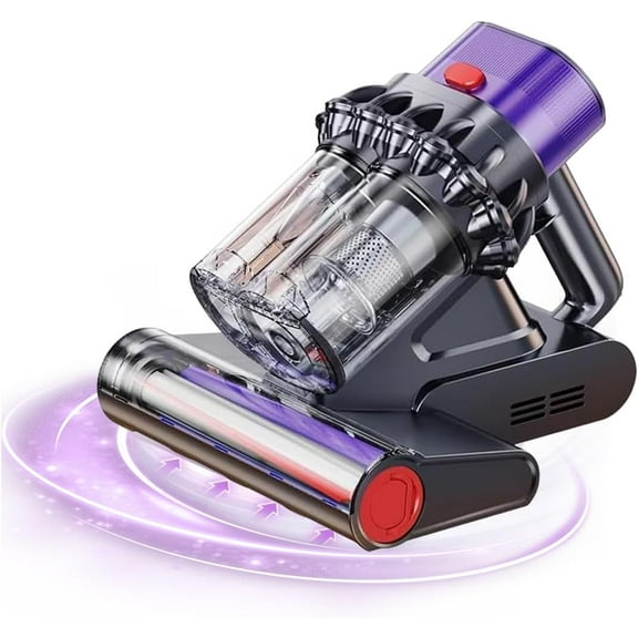 Powerful UV Bed Vacuum Cleaner,5-Cyclone Handheld Vacuum with Digital Display, 14kPa Auto-Suction Power with HEPA Filtration, Suitable for Mattresses, Carpets and Home Cleaning