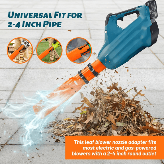 Leaf Blower Air Booster, Universal Leaf Blower Nozzle Attachment, Cordless Leaf Force Air Booster for 2–4 Inch Blower Tubes, Easy to Install Airflow Accelerator, Yard Cleanup Artifact(1Pc,Orange)