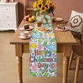 thumbnail image 2 of Children's Day Table Runner 72 Inches, Cartoon Cute Flowers Leaf Blue Plaid Bed Runner Dresser Scarves Tabletop for Indoor Outdoor Parties/Ceremony/Banquet, 16" x 72", 2 of 9