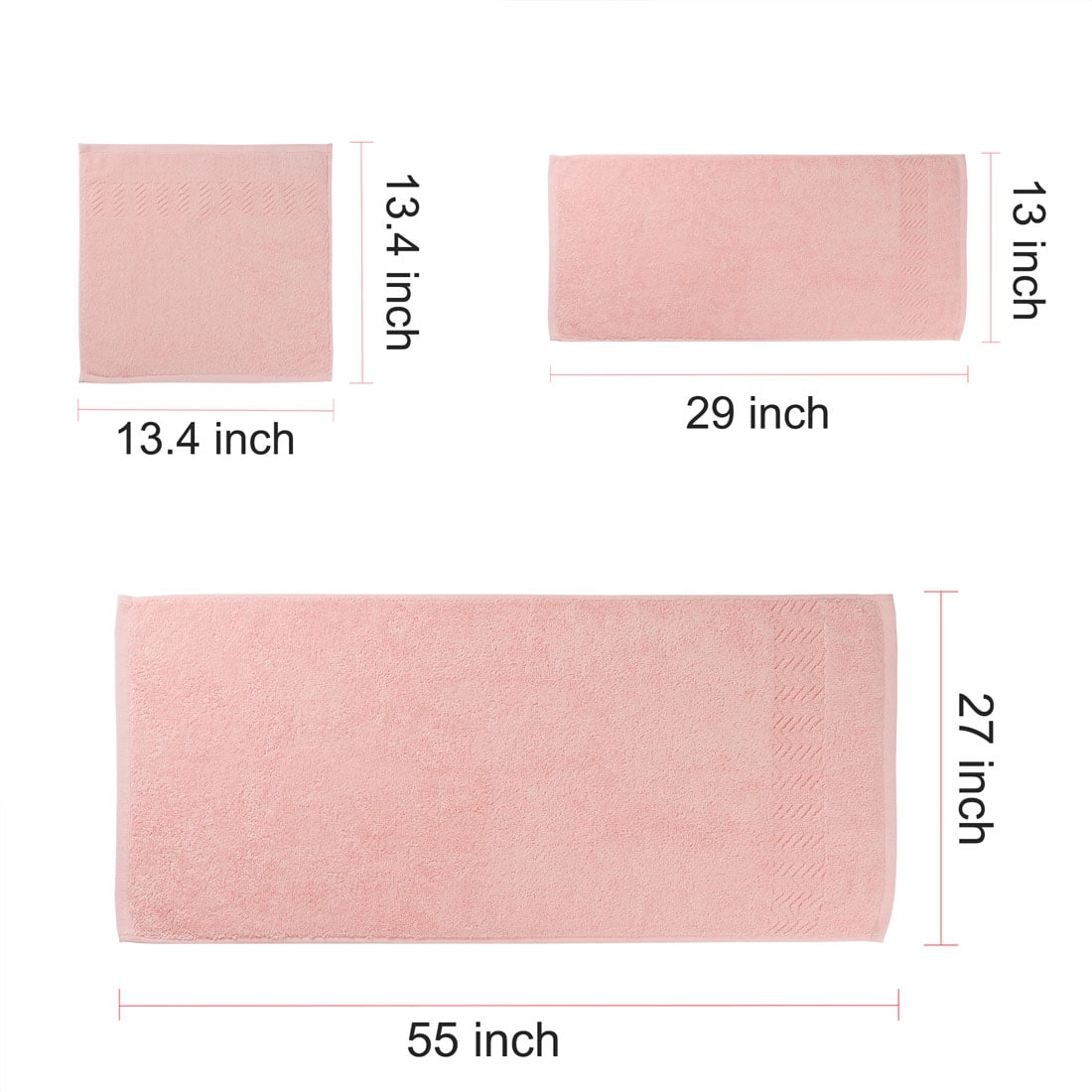 Unique Bargains Soft Absorbent Cotton Plush Bath Towel Set Collection Pink 6 Pieces