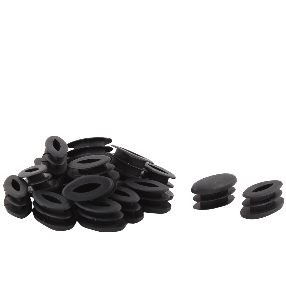 Unique Bargains 20 Pcs Antislip Plastic Oval  30mm x 15mm Chair Foot Cover Table Furniture Leg Protector Black