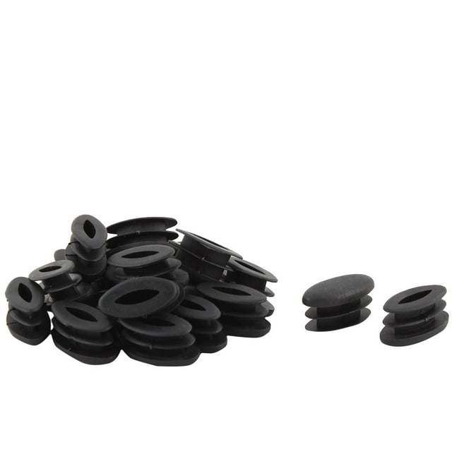Unique Bargains Table Feet Plastic Oval Design Tube Pipe Insert End Cap Black 15 x 30mm 20 PCS