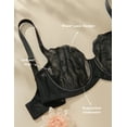 thumbnail image 5 of Deyllo Women's Sexy Lace Bra Demi Sheer Mesh Balconette Embroidered Underwire Unlined See Though Bra Black 34C, 5 of 8