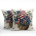thumbnail image 2 of 4th of July Pillow Covers 16x16 Inch American Flag Star Flower Basket Patriotic Decorative Throw Pillows Set of 2 Independence Day Memorial Day Pillowcases for Couch, 2 of 6