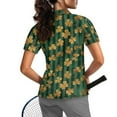 thumbnail image 2 of COEQINE Women V Neck Golf Shirts 1/4 Zip Short Sleeve Moisture Wicking Polo Shirts Gold Shamrock and Green Stripe Print Workout Golf Tops for St. Patrick's Day, S, 2 of 7