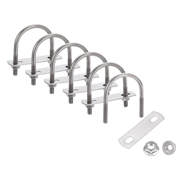 Uxcell 6 juegos de pernos en U redondos de 1-5/8" de ancho interior, pernos en U de acero inoxidable de 304 de 2-3/8" de longitud.