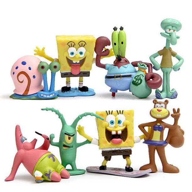 Figuras de acción de esponja de dibujos animados, juguetes modelo, regalos de cumpleaños, topper de pastel, Gary, Squidward, Sandy, Tentacles, kk, Star, 5 estilos zhangyuxiang unisex