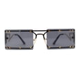 thumbnail image 1 of Metal Stud Rimless Rectangular Unique Metal Rim Sunglasses Gold Black, 1 of 5