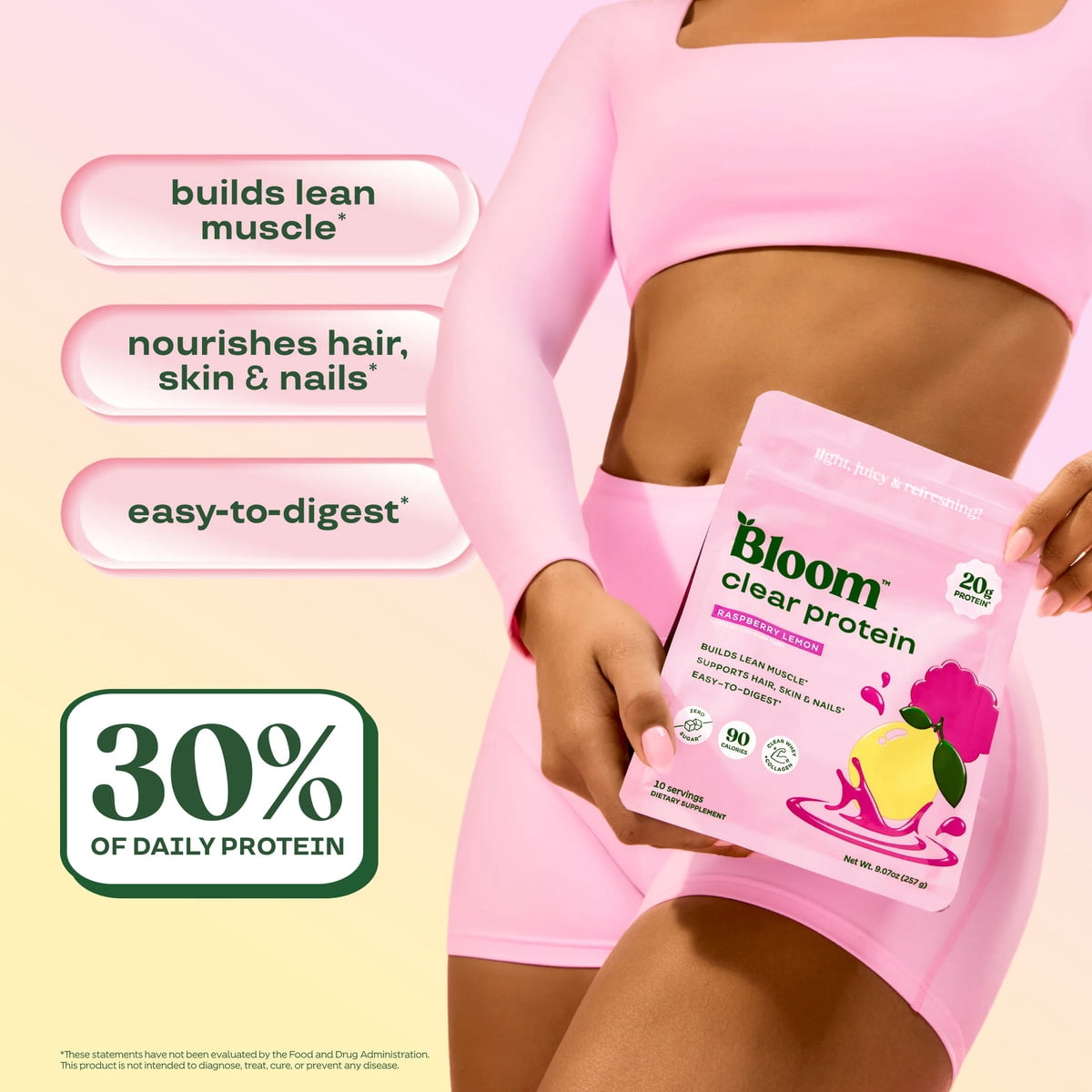 Bloom Nutrition Clear Protein, Raspberry Lemon, 10 Servings