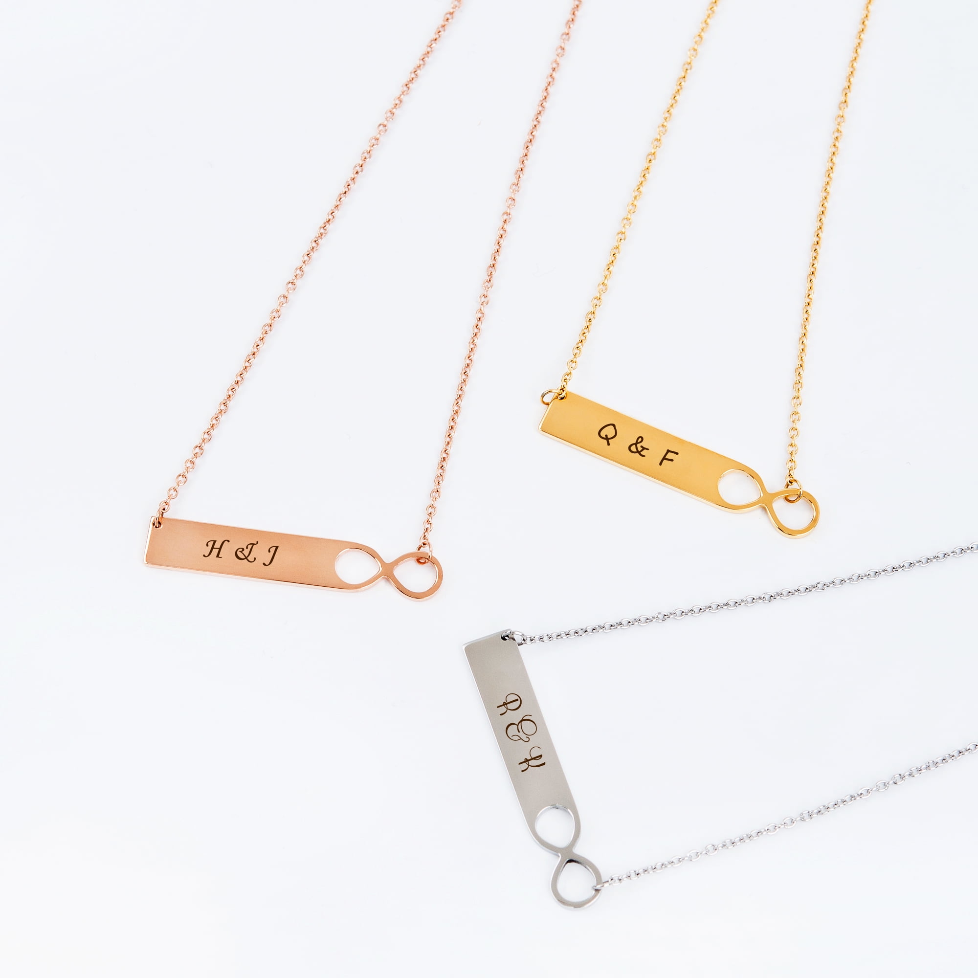 Anavia Personalized Infinity Bar Necklace Gift for Her Women's Custom Jewelry Free Engraving Couples Name Necklace Gift for Girlfriend Fiancee Wife Free Gift Box Ships Next Day