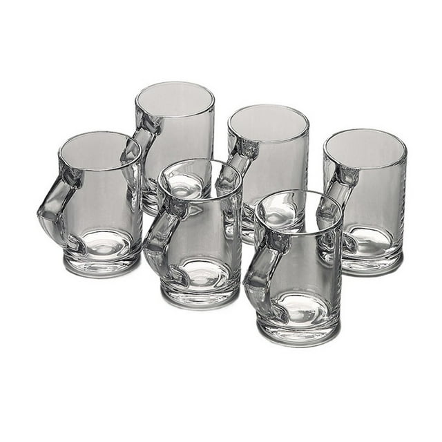 Juego de 6 tazas de vidrio transparente con asa, 8.8 oz, sin plomo, for bebidas frías y calientes.