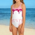 thumbnail image 2 of Shadoumai Girls One Piece Swimsuit Size 7-8 Cut Out Tankini with Shorts Quick Drying Color Block Bathing Suits for Girls with Chest Pad Girls' Swimwear with Print Shorts, 2 of 4